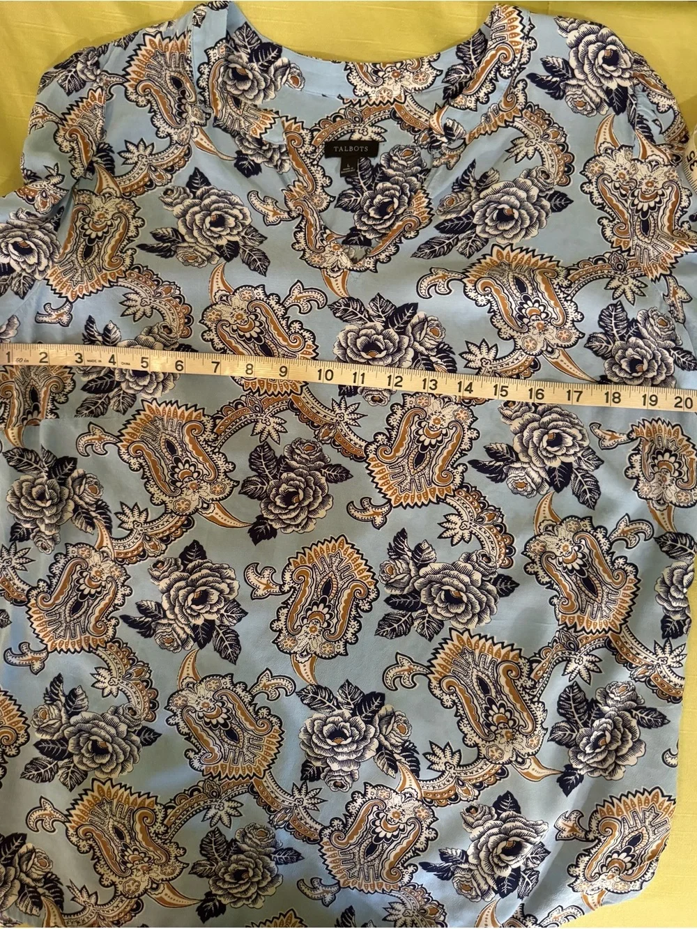 Talbots Light Blue Paisley & Floral Split-Neck Tunic - Picture 5 of 6